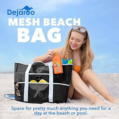 Dejaroo Mesh Sand Free Bag - Strong Lightweight Bag For Beach & Vacation Essentials. Tons of Storage!