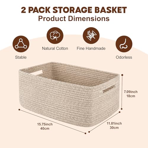 OIAHOMY Storage Basket for Shelves, Closet Cube Storage Bins Baskets for Clothes Blanket Towels, Baby Nursery, Toy Baskets...