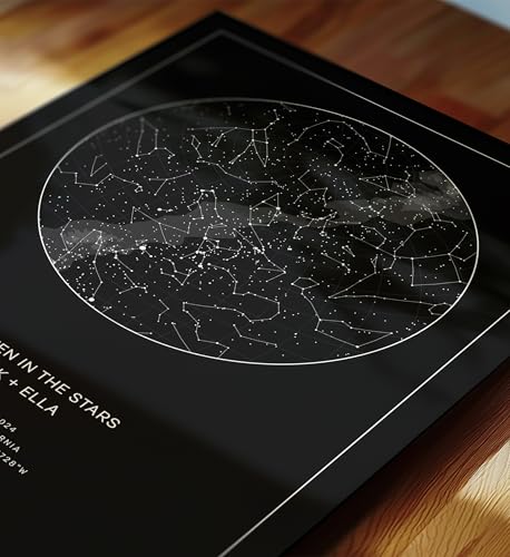 CELESTORY Custom Star Map Framed Canvas Night Sky Print Constellation Map Star Chart Gift Wall Art Poster Personalized Sta...