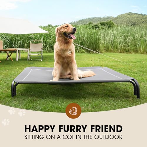 Czpalo Elevated Dog Bed, Raised Outdoor Dog Bed for Large Sized Dogs, Portable Cooling Pet Cot with Breathable & Washable ...