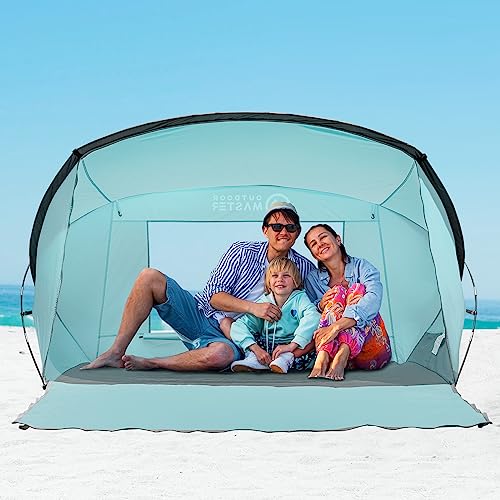 OutdoorMaster Beach Tent for 3-4 Person - Easy Setup and Portable Beach Shade Sun Shelter Canopy with UPF 50+ UV Protectio...