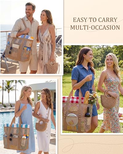 Shinylin 2 Pcs Beach Bags for Women, Straw Clutch Purse & Summer Large Mesh Beach Tote Bag, Woven Envelope Straw Travel Bag