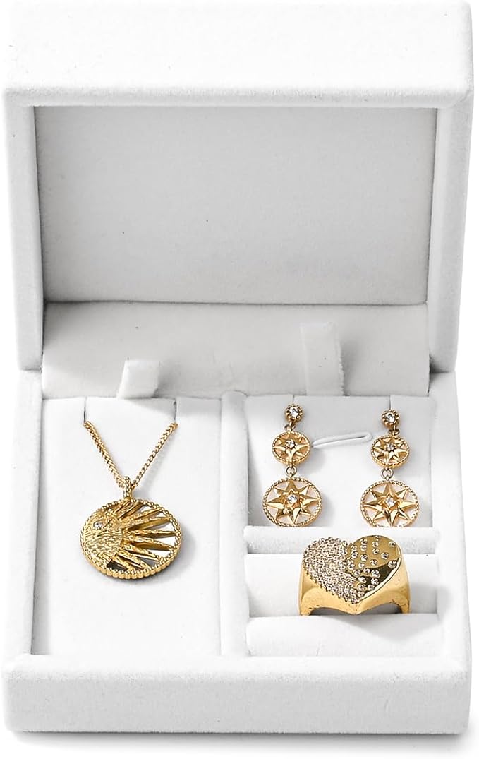 Papten 3-in-1 Velvet Jewelry Set Gift Box: Earring, Ring, Necklace Boxes - Small Jewelry Storage for Travel, Birthday, Mot...