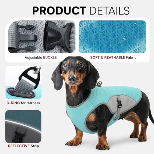 Preferhouse Dog Cooling Vest for Small Dogs, Cooling Jacket for Dogs with Mesh and D Ring, Dog Reflective Stripe Jacket fo...