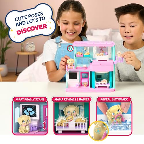Little Live Pets Mama Surprise Families Pet Vet Playset, Baby Care Clinic Animal Hospital Play Set, 3 Puppies, Accessorie...