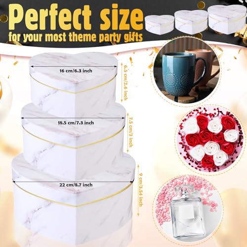 Kosiz 12 Pcs Valentine's Day Heart Shaped Boxes Nesting Marble Gift Box with Lids for Flower Arrangements Anniversary Birt...