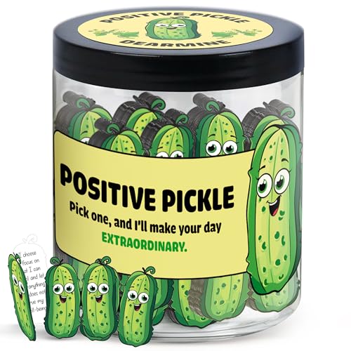 DEARMINE 60 Positive Pickle Cards Jar, Graduation Gifts, Mothers Day Birthday Gifts for Mom, Women, Coworkers, Adults, Tea...