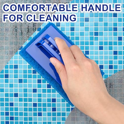 3 Pack Hand-Held Pool Scrub Brush Pool Cleaning Sponge Scrubber Brush Replaceable Scrubbing Scouring Sponge Pad for Swimmi...