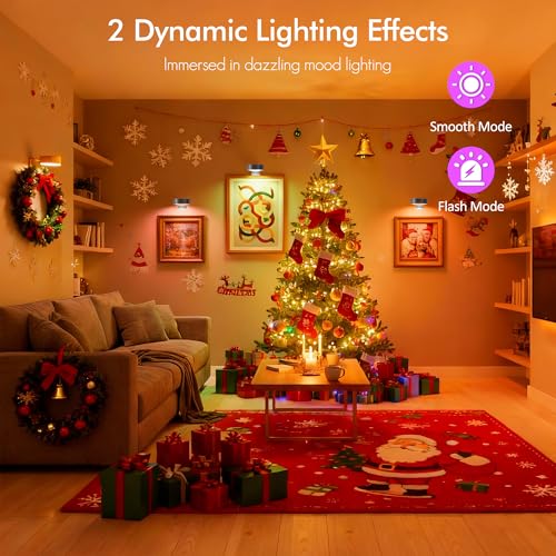 3Pack Picture Lights for Wall, RGB Color Changing Led Art Display Light with Rechargeable Battery Operated, Magnetic Paint...
