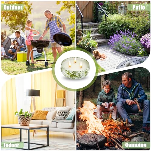 3 x 12oz Citronella Candle Outdoor 3 Wick Soy Wax Citronella Candle Set Jar Candle Up to 240hrs Burning Outdoor Candles Ho...