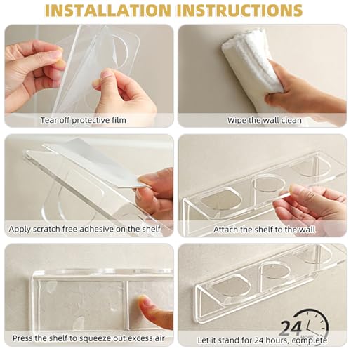 CCREDONE Acrylic Hair Brush Holder for Bathroom Adhesive Hair Tool Organizer Wall Mounted Comb Holder Organizer with 3 Hol...