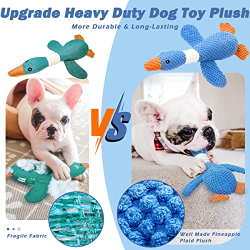 Vitscan Upgraded Goose Indestructible Dog Toys for Aggressive Chewers Small Medium Large Breed, Crinkle Squeaky Plush Dog ...
