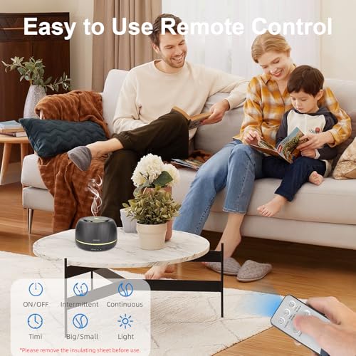 SEEDSEEL 300ML Essential Oil Diffuser,Ultrasonic Aromatherapy Diffuser, 7-Color Gradient Lights, Remote Control, 8 Hours R...