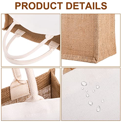 SOUJOY 6 Pack Burlap Tote Bags, Reusable Jute Gift Bags with Handles, Water Resistant Beach Bag, 14.7" x 9.8" x 4.5" Canva...