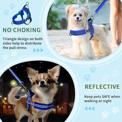 Lukovee No Pull Dog Harness and Leash Set, Soft Padded Small Dog Harness, Neck & Chest Adjustable Reflective Vest Puppy Ha...