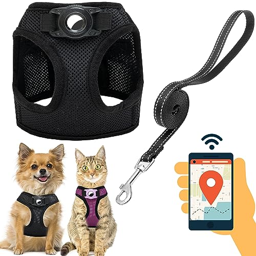 JVVGPET Dog Harness with Airtag Holder for Small Dogs, Puppy, Cats - No Pull Step in Small Dog Harness and Reflective Dog ...