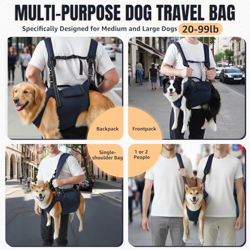 Nasjac Dog Lift Harness Carrier Backpack - Full Body Sling with Adjustable Straps & Handle, Breathable Support Emergency R...