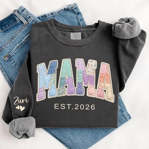 Custom Embroidered Grandma Floral Shirt with Names on Sleeve, Personalized Grandma Gift, Floral Grandma Crewneck Sweatshirt