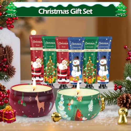 Christmas Gifts for Women,Scented Candles & Hand Cream Lotion Set,Bulk Christmas Gifts Set for Coworkers,Personalized Chri...