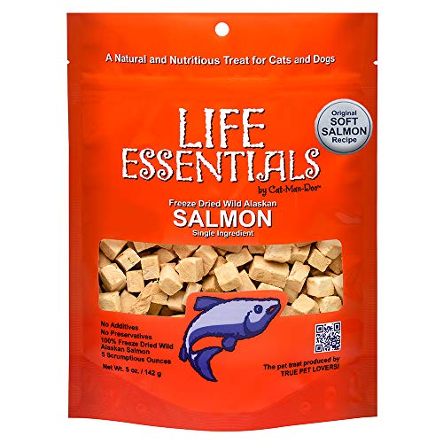 Life Essentials by Cat-Man-Doo | Salmon - 5oz. Bag | Freeze Dried Salmon Cat & Dog Treats | Healthy, Single Ingredient, Tr...
