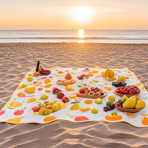 TaTalife Picnic Blankets, Portable Outside Baby Blanket, 3 Layer Picnic Mat for Camping, 79" x 59" Large Waterproof Sand P...