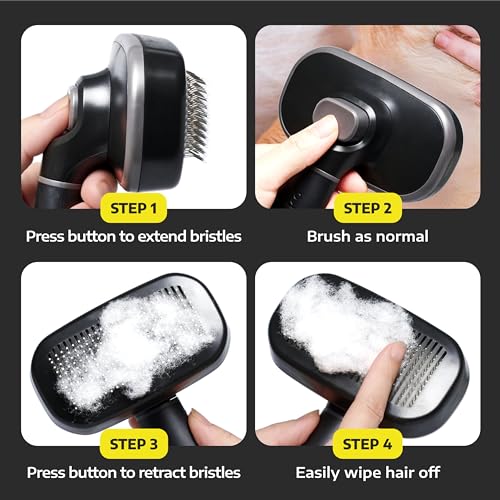 Hertzko Self Cleaning Slicker Brush for Cats & Dogs – Grooming Tool for Shedding Long & Short Hair – Retractable Bristles...