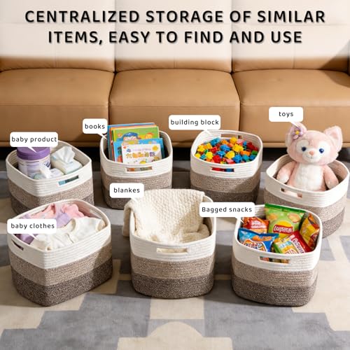 4 Pack Storage Baskets for Organizing, 12''Lx9''Wx8''H Woven Baskets for Storage Toys, Towels, Books, and Clothes, Cotton ...