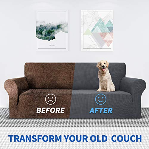 MAXIJIN Stretch Loveseat Sofa Slipcovers 1 Piece Love Seat Couch Covers for 2 Cushion Couch Non Slip Sofa Cover Washable D...