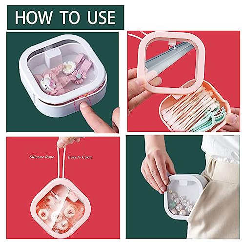 ESEHGS Hair Tie Organizer,Portable Travel Qtip Holder,Bathroom Storage Organizer Qtip Dispenser Cotton Swabs Dispenser Kid...