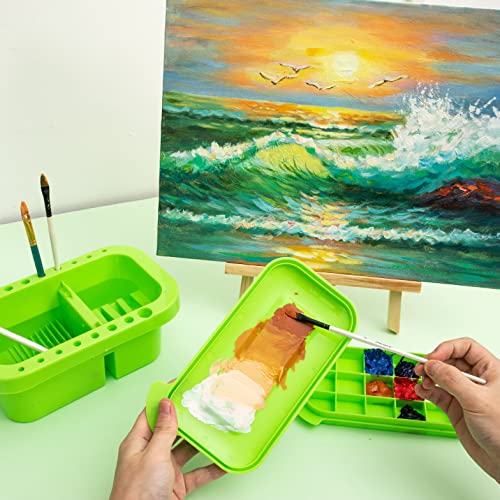 MyLifeUNIT Paint Brush Cleaner, Paint Brush Holder and Organizers with Palette for Acrylic, Watercolor, and Water-Based Pa...