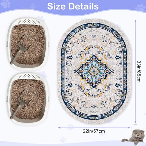 Bienbee Cat Litter Mat, 33" x 22" Large Size Litter Box Mat Rug with Non-Slip Bottom,Urine and Water Proof, Easy to Clean ...