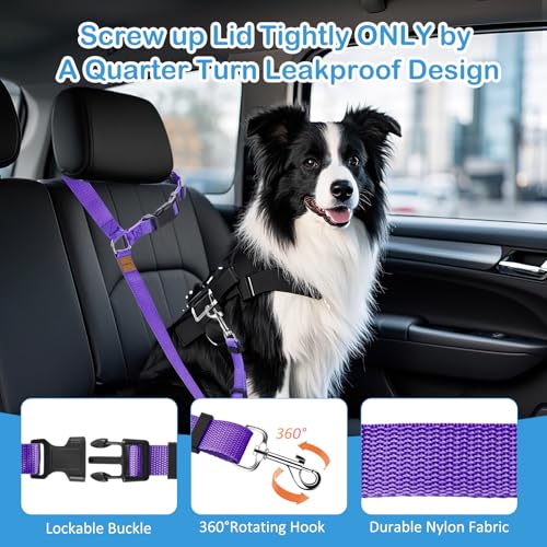 3 Pack Dog Seat Belt for Car, Car Headrest Restraint Adjustable Nylon Fabric, Dog Restraints Vehicle Seatbelts Harness (Bl...