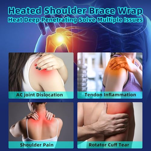 Shoulder Heating Pads for Pain Relief - Jade Stone Heated Shoulder Wrap with 3 Temperature Settings, Ideal for Rotator Cuf...