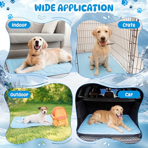 Chunful 4 Pack Pet Cooling Mat for Dogs and Cats, Summer Washable Dog Cooling Pad with Non-Slip Bottom & Storage Bags, Fol...