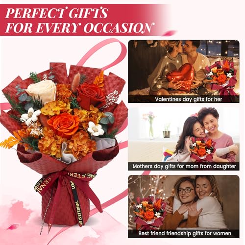VTJMB Flowers for Delivery Prime, Preserved Flower Bouquet with Box, Birthday Dried Flowers Gift for Women, Mothers Day Gi...