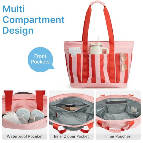 G4Free Beach Bag,Waterproof Beach Tote Pool Bags for Women,Compatible with Stanley Cup,Foldablefor Weekender Travel