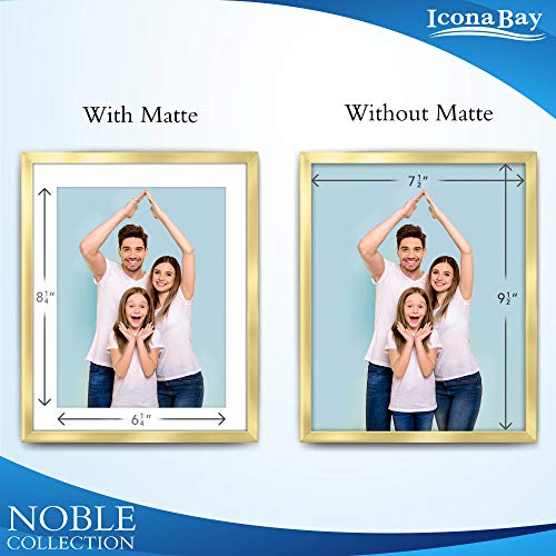Icona Bay 8x10 Gold Picture Frame w/Mat, Modern Professional Frame, Noble Collection