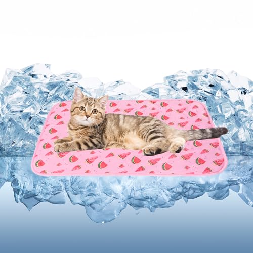 DELIFUR Cat Cooling Mat- Pet Cooling Mat Outdoor for Dogs Ice Pad for Kitten Cat Puppy Machine Washable (Small, Pink Water...