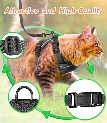 Halypet Cat Harness and Leash Set [ MAX Safety Third Generation ] Escape Proof Soft Adjustable Cat Leash Breathable Comfor...