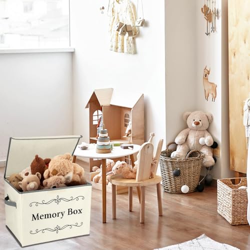 LemonRoad 2Pcs Memory Box Keepsakes for Kid Memory Decorative Storage Box Bin with Lid for Baby Wedding Travel Birthday An...