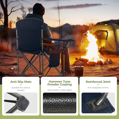 ALPHA CAMP Heavy Duty Camping Chair 500LBS Capacity, Oversized Folding Chair for Heavy People, Padded Portable Outdoor Cha...