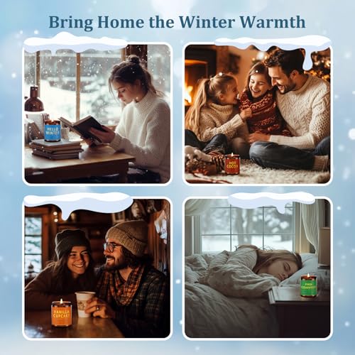 Winter Candle Gift Set, 4 Pack 7 oz Soy Scented Candles for Home, Christmas, Holiday & Birthday Gifts for Women & Men, Inc...