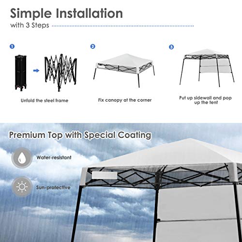 Tangkula 7x7 Ft Pop Up Canopy, Slant Leg Outdoor Tent with Carry Bag & 4 Stakes, Compact Portable Canopy Tent for Hiking C...