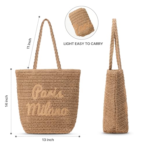 Beach Bags for Women - Large Straw Bag Woven Beach Tote, Summer Handmade Shoulder Handbag