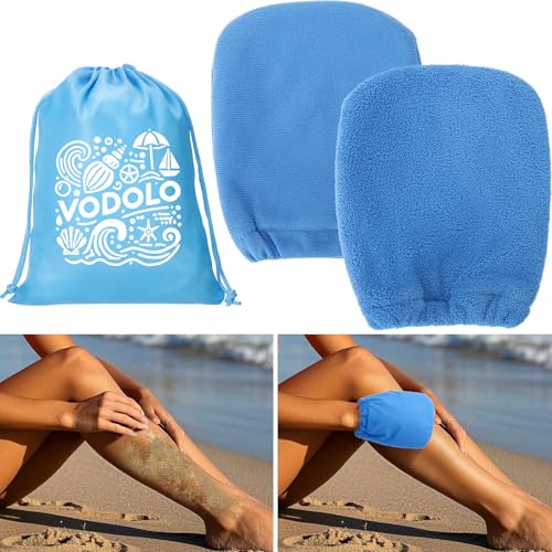 Vodolo 2 in 1 Sand Remover for Beach,2Pcs Sand Wipe Off Mitts for Beach,Beach Vacation Essentials for Kids Adults,Beach Da...