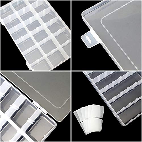 5 Pack Plastic Jewelry Organizer Box 18 Big Girds Clear Storage Organizer Case with Adjustable Dividers Jewelry Storage Co...