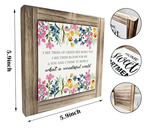 Spring Wood Sign, Box Wood Plaques Desk Décor, Inspirational Quotes, Kitchen Shelf Art Decoration, Spring Table Decor, Flo...