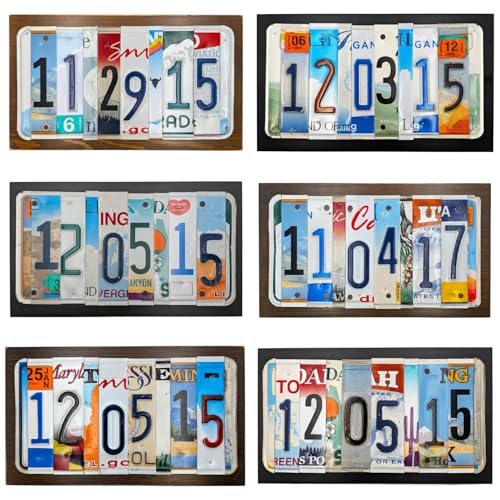 Personalized License Plate Date Sign – Custom Anniversary Sign – Handmade from Real Cut License Plates – Wedding, 10th Ann...
