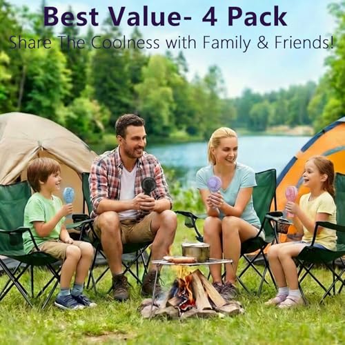 JODNO Mini Portable Handheld Fan 4-Pack, USB Rechargeable Battery Powered Small Personal Fan Desk Eyelash Fans with 3 Spee...