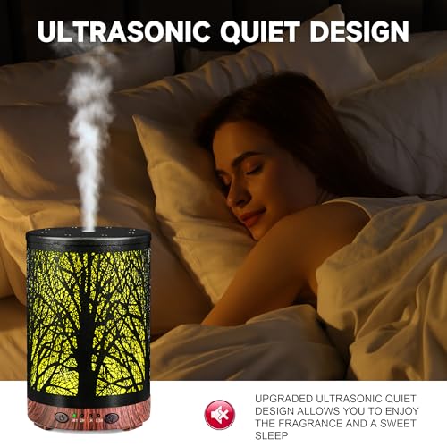 JOYOLO Essential Oil Diffuser 120ML Metal Aromatherapy Diffuser with Timer, Cool Mist Humidifier with Auto Shut-Off & 7 Co...